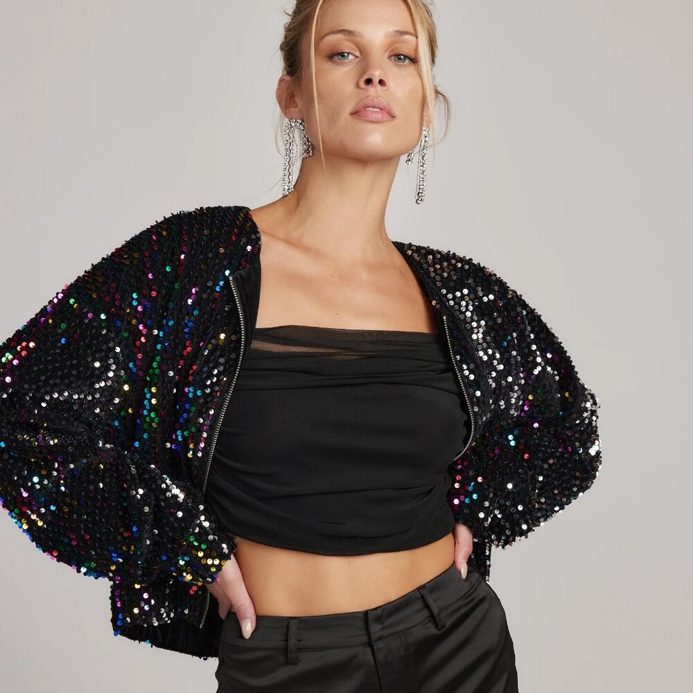 Ozzy Multi Sequin Zip Up Jacket